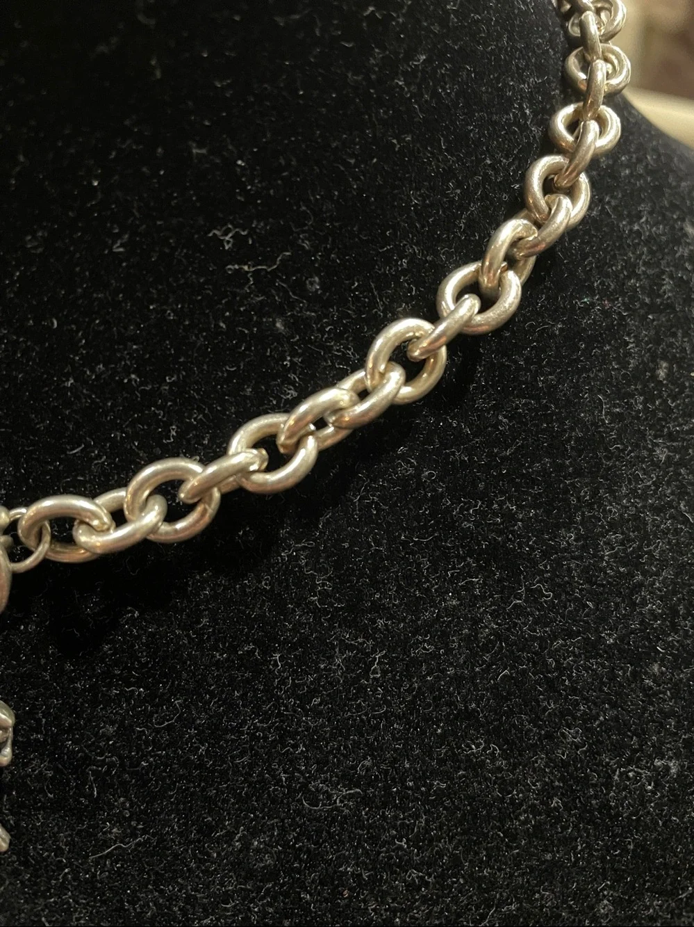 Disney Silver Tone Chunky Chain Toggle Clasp Necklace with Tinker Bell Pendant